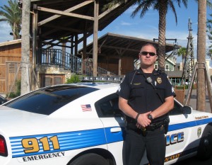 Sgt. Jim O'Neill on duty at Brownwood Paddock Square.