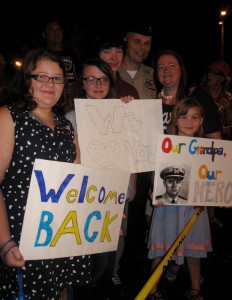 Mike DeBaeke and wife Melissa, with their children Chase, Kaylin, Lauren and Makenna, welcome home Villager Ivan DeBaecke.