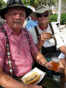 Jim and Bonnie Houdek of Santiago enjoy beer and brats.