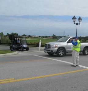 Community Watch continues to direct traffic on Colony Boulevard.