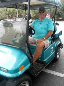 Lady Lake Mayor Jim Richards campaigns in his golf cart in Ward 5.