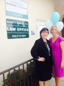 Patricia Fuller, Heather Kirson outside their new Oxford office