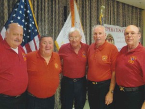 Bill Statelman, Jim Kelly, Ralph Hoffmann, Tom Upton, Jim Reid, from left, made the presentation to Operation Helping Hands.