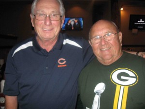 Bears fan Mickey Foley and Green Bay Roger Hasler.