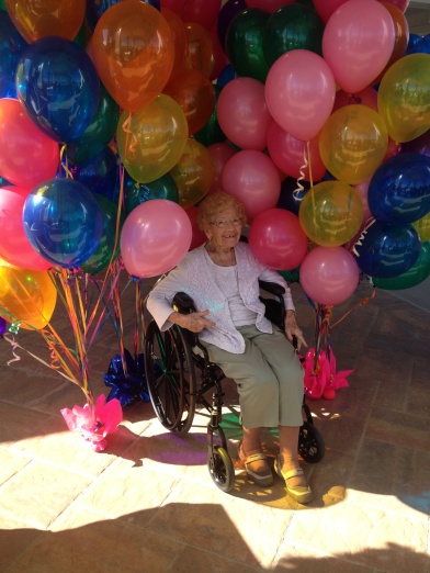 Margaret Scarfia turned 103 Monday and was surrounded by 103 balloons to commemorate the occasion
