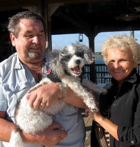 Nick and Joyce Knolmayer with their dog Mitzi at Lake Sumter Landing.