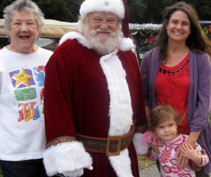 Silky Meegan, left, with  Santa and her daughter, Rebecca and granddaughter Skyla.