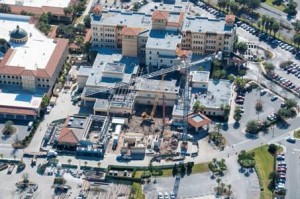 An overhead view of construction at The Villages Regional Hospital.