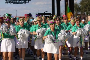 The Villages Cheerleaders perform Tuesday at Mardi Gras. (Jane Bloom photo)