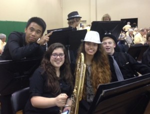 Villages Charter School students prepare to perform at Wednesday's Band Extravaganza.