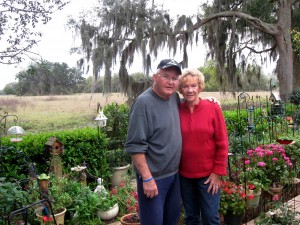 Bill and Carolyn Speckman in their backyard in the Village of Belvedere.