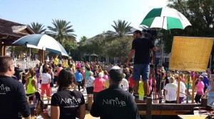 Native Films of Miami is producing the Zumba video shot Thursday at Lake Sumter Landing Market Square.