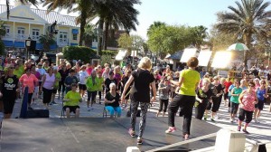 Zumba enthusiasts take part in a video shoot at Lake Sumter Landing.