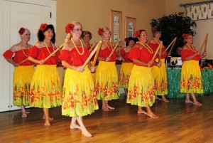 The Aloha O Ka Hula dancers performed several numbers Monday night.