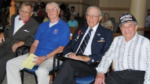  Four U.S. Army liberators spoke at the Holocaust Remembrance: Jim Bishop, Bill 'Skip' Whipp, Patrick S. Macri and Irving Locker.​