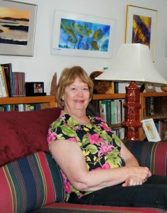 Lisa Woodward with the artwork in her home.