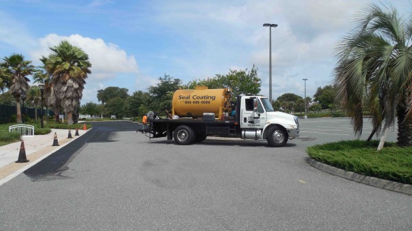 The parking lot at Colony Cottage Recreation Center is being resurfaced this week.
