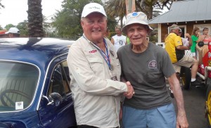 Humpy Wheeler poses for a photo with Villager Nelson Detweiler.