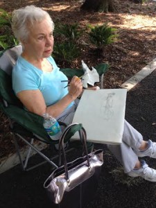 Lois Mayo does some sketching.