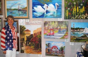 Well known Villages artist, Diana Crow, showed her paintings. 