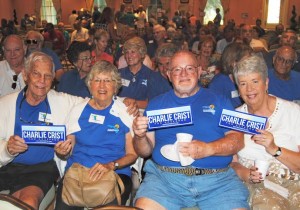 Members of The Villages Democratic Club show their support for Charlie Crist for governor.