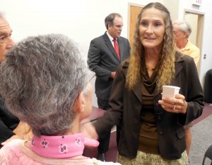 Judge Sandy Kautz chats with the crowd at Saturday's judicial meet and greet.