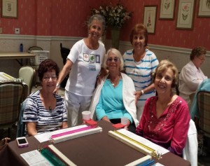 Original Mahjong group members, from right, Faye Stein, hostess Bev Hayes, Marilyn Astor, Rosalie Plotkin and Elly Cazes.