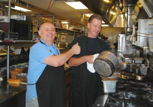 Co-owner and master baker, Pete Tokas, is shown with Chef Andrew in the Tierra del Sol Restaurant kitchen.