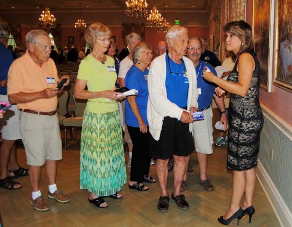 Annette Taddeo talks with members of The Villages Democratic Club.