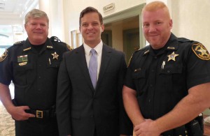 Marion County Sheriff Chris Blair, left, with the lieutenant governor and Lt. Louis Pulford.