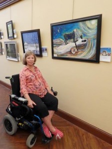 Tierra del Sol South resident Peggy Taylor was especially taken by Nancy Divinis' 'Sleepless Gypsy,' inspired by Henri Rousseau's 'Sleeping Gypsy.' 