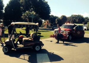 Golf cart driver suffers injuries in collision with SUV