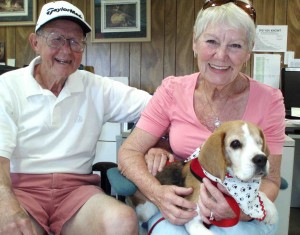 Don and Max Lavin took one-eyed Sam home on Friday.