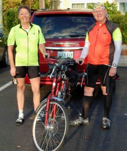 Tom and Carol Lilley with their tandem.