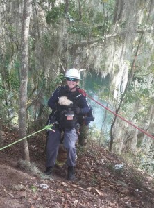 MCFR’s Tech Rescue Team executed a low-angle rescue and quickly pulled the four-legged resident to safety.