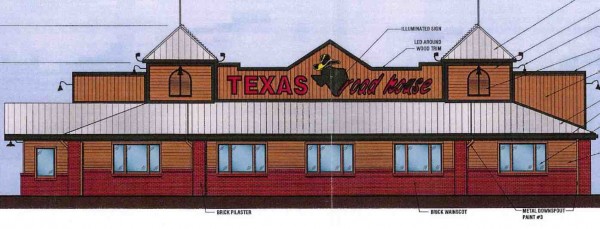 An architect's drawing for the proposed Texas Roadhouse.