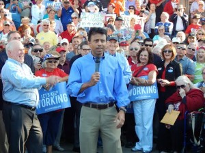 Bobby Jindal speaks during the rally.