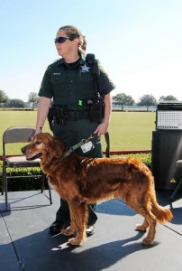 Lake County Sheriff's Office Master Deputy Jodi Bowlin was awarded for her community service with K9 'Cooper.'