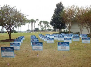 Sponsors honored military veterans with signs.