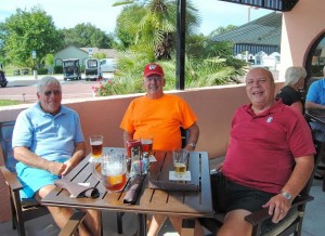 Orange Blossom Gardens residents Bob Ahrens, Jack Konot and Bob Kolbeck, enjoyed a brew with a great view.