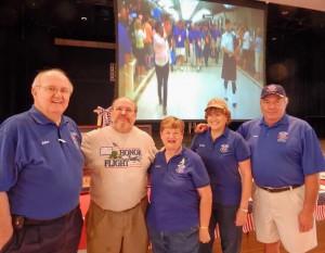 Volunteer coordinators John Driscoll, Glenn Yagle, Marguerite Desbrow, Kathy Vicory and Jerry Lemerise were among many who took part in making the Honor Flight golf tournament a success.