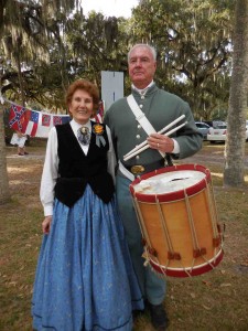 Sandy Mott and Jerry Peacock in Civil War-era dress at Baker House.