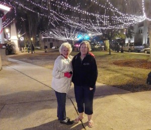 Sylvia Wagner and Gail Harris enjoy the lights in St. Augustine.