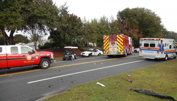 Emergency personnel were on the scene of the crash this morning.