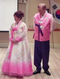 Richard and Sun Ye Miesemer, in Korean wedding attire, celebrated three months of marriage.