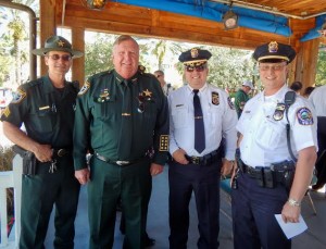 Sumter County Sgt. Robert Siemer, Sheriff Bill Farmer, Lady Lake Police Chief Chris McKinstry and Lt. Robert Tempesta attended the rally.