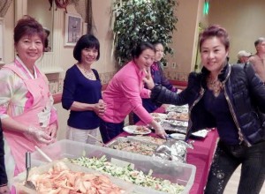 The Korean-style buffet of home-cooked delicacies included the popular vegetable dish kimchi.