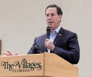 Rick Santorum speaks in The Villages Friday night.