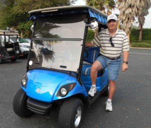 Rick Sutherland drove his golf cart to Friday's CDD 5 meeting.