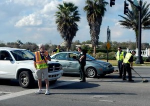 Emergency personnel were on the scene of the accident.